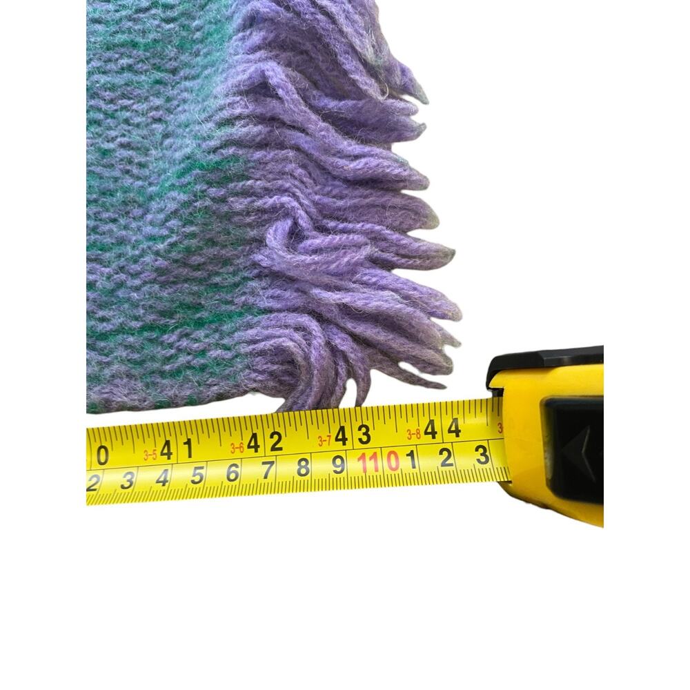 Permano Wool Cape Wrap Shawl Multicolor Plaid 43"x49" Made in Colombia - Picture 11 of 12
